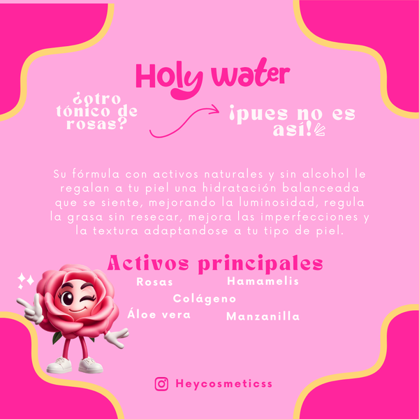 Tónico facial hidratante Holy Water rosas y hamamelis 120 ml Hey Cosmetics