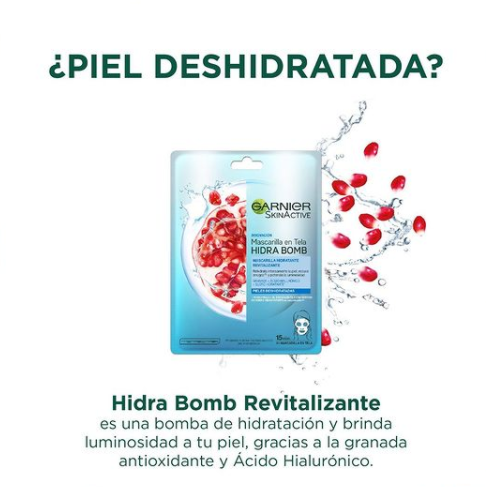 Hydra Bomb Pomegranate Revitalizing fabric face mask 28 gr Garnier